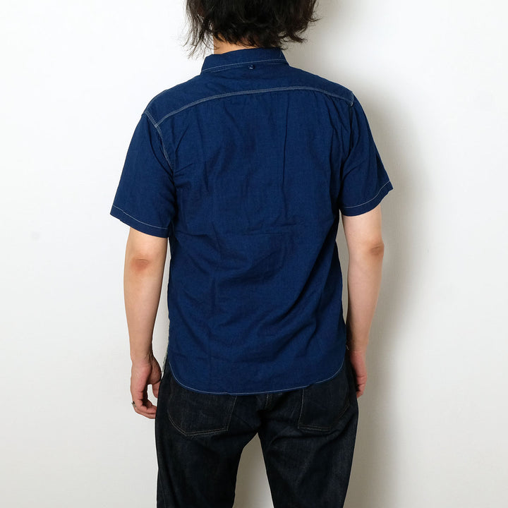 BURGUS PLUS - S/S Indigo × Indigo Chambray Work Shirt - HBP-300CHBS
