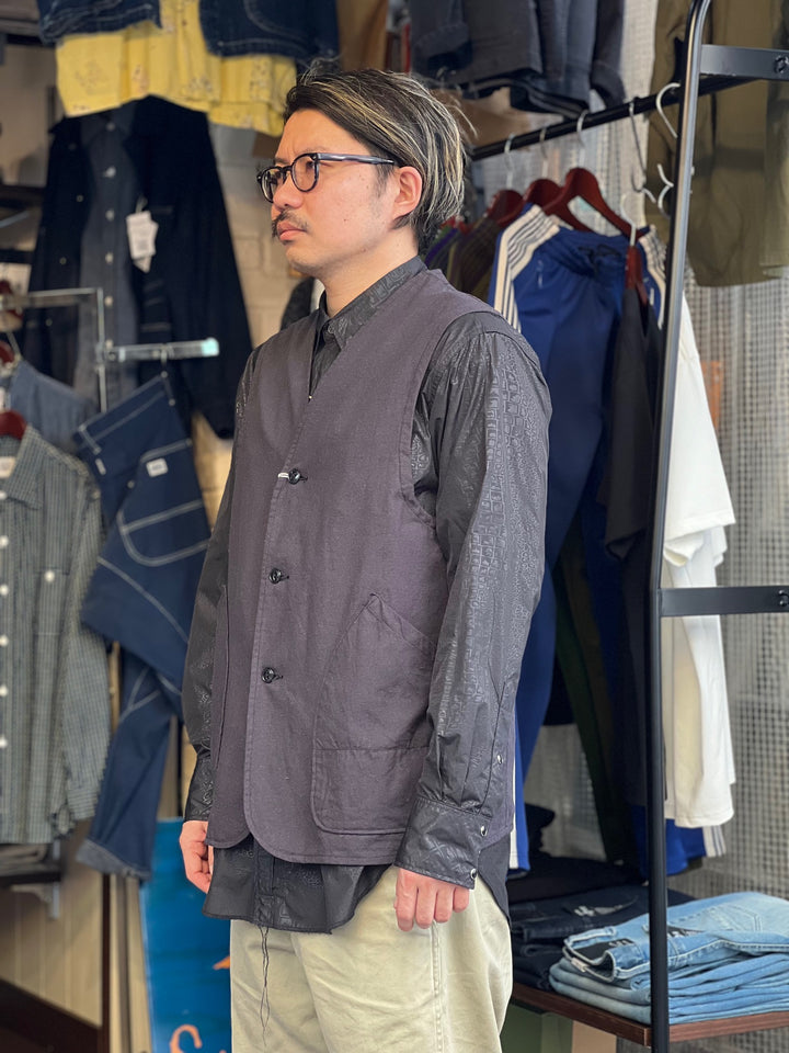 GOLD - COTTON X SILK NEP DUCK WORK VEST - GL15476