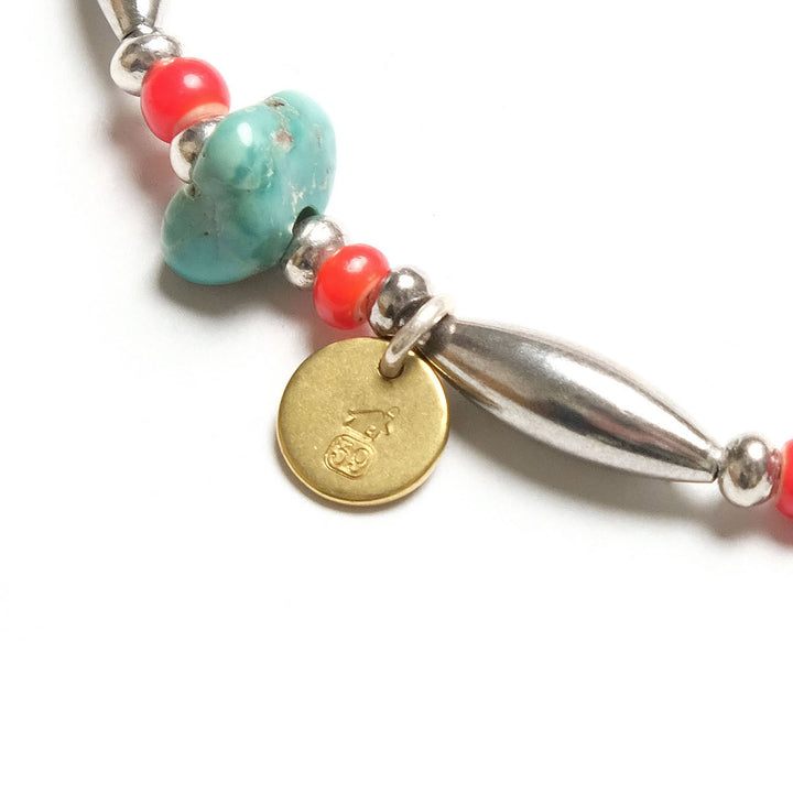【SUN HOUSE 別注】SunKu - Pipe Beads Bracelet - White heart - SKSH26-01-R