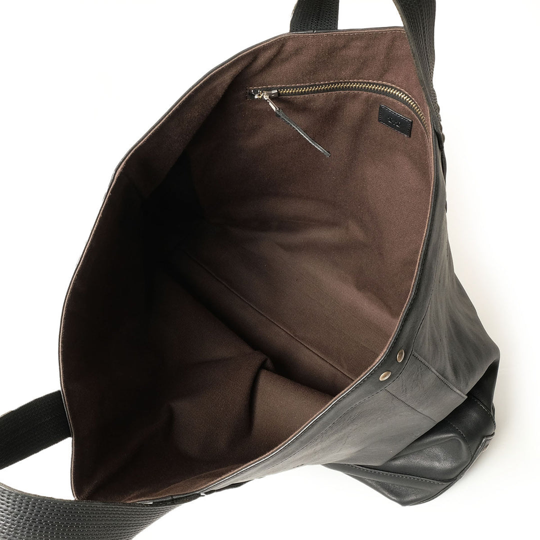 T.T - LOT.023 - COAL BAG HORSE LEATHER - BLACK LEATHER - TTSS26023-LBK