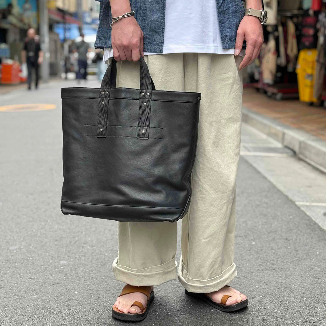 T.T - LOT.023 - COAL BAG HORSE LEATHER - BLACK LEATHER - TTSS26023-LBK