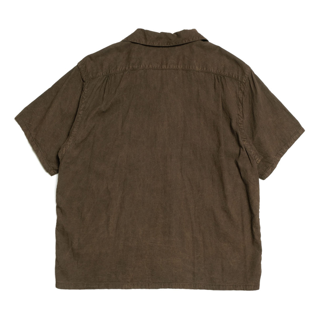 T.T - LOT.113 - OPEN COLLAR SHIRT - MUD DYED BROWN - TTSS26113