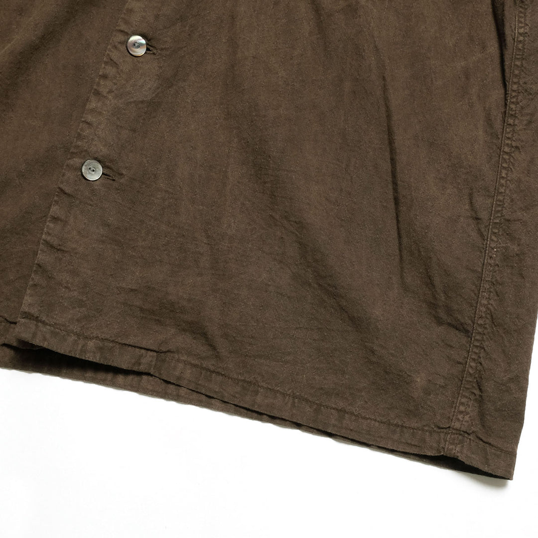 T.T - LOT.113 - OPEN COLLAR SHIRT - MUD DYED BROWN - TTSS26113