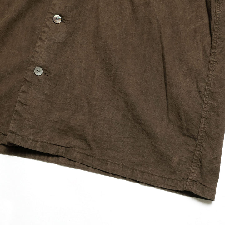 T.T - LOT.113 - OPEN COLLAR SHIRT - MUD DYED BROWN - TTSS26113