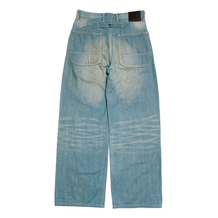 T.T - LOT.717 - PAINTER PANTS WITH BUCKLE - DAMAGED INDIGO - TTSS26717
