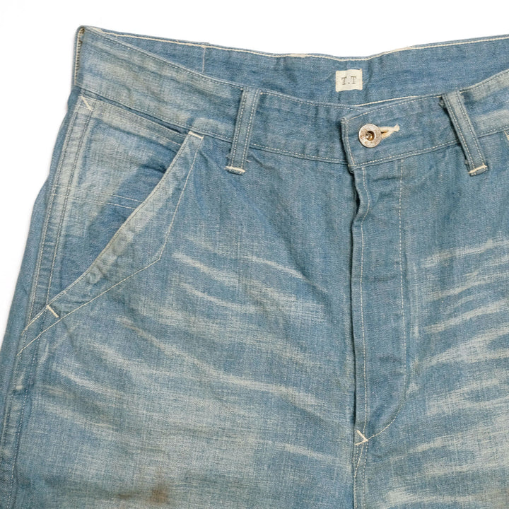 T.T - LOT.717 - PAINTER PANTS WITH BUCKLE - DAMAGED INDIGO - TTSS26717