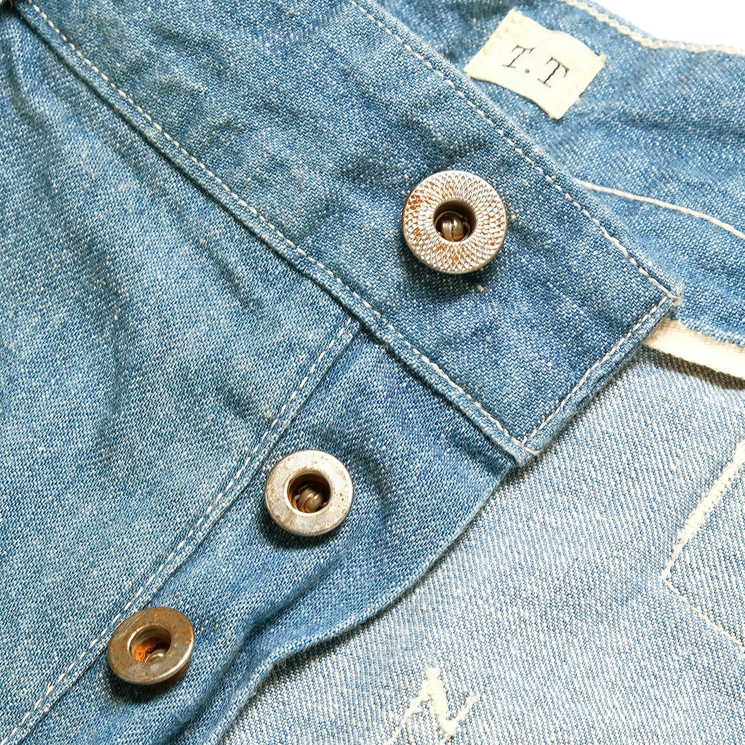 T.T - LOT.717 - PAINTER PANTS WITH BUCKLE - DAMAGED INDIGO - TTSS26717