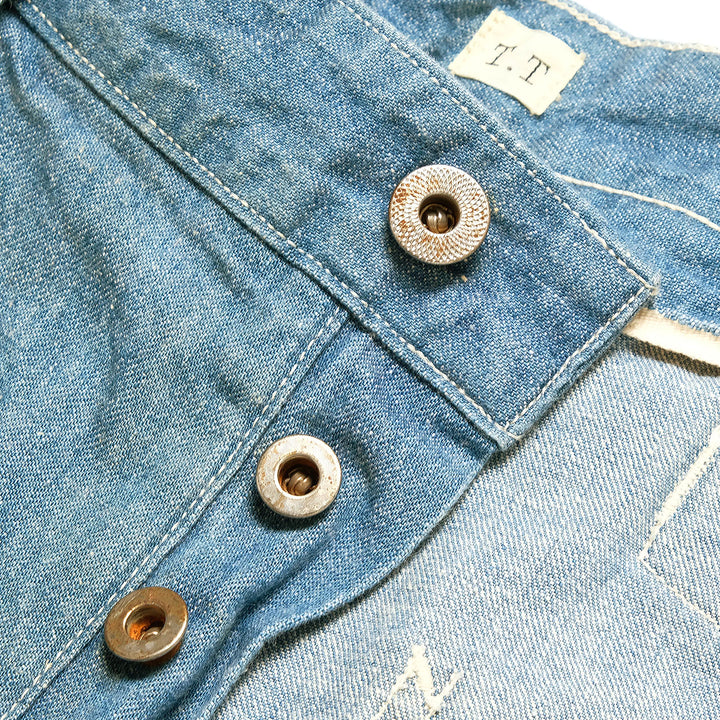 T.T - LOT.717 - PAINTER PANTS WITH BUCKLE - DAMAGED INDIGO - TTSS26717