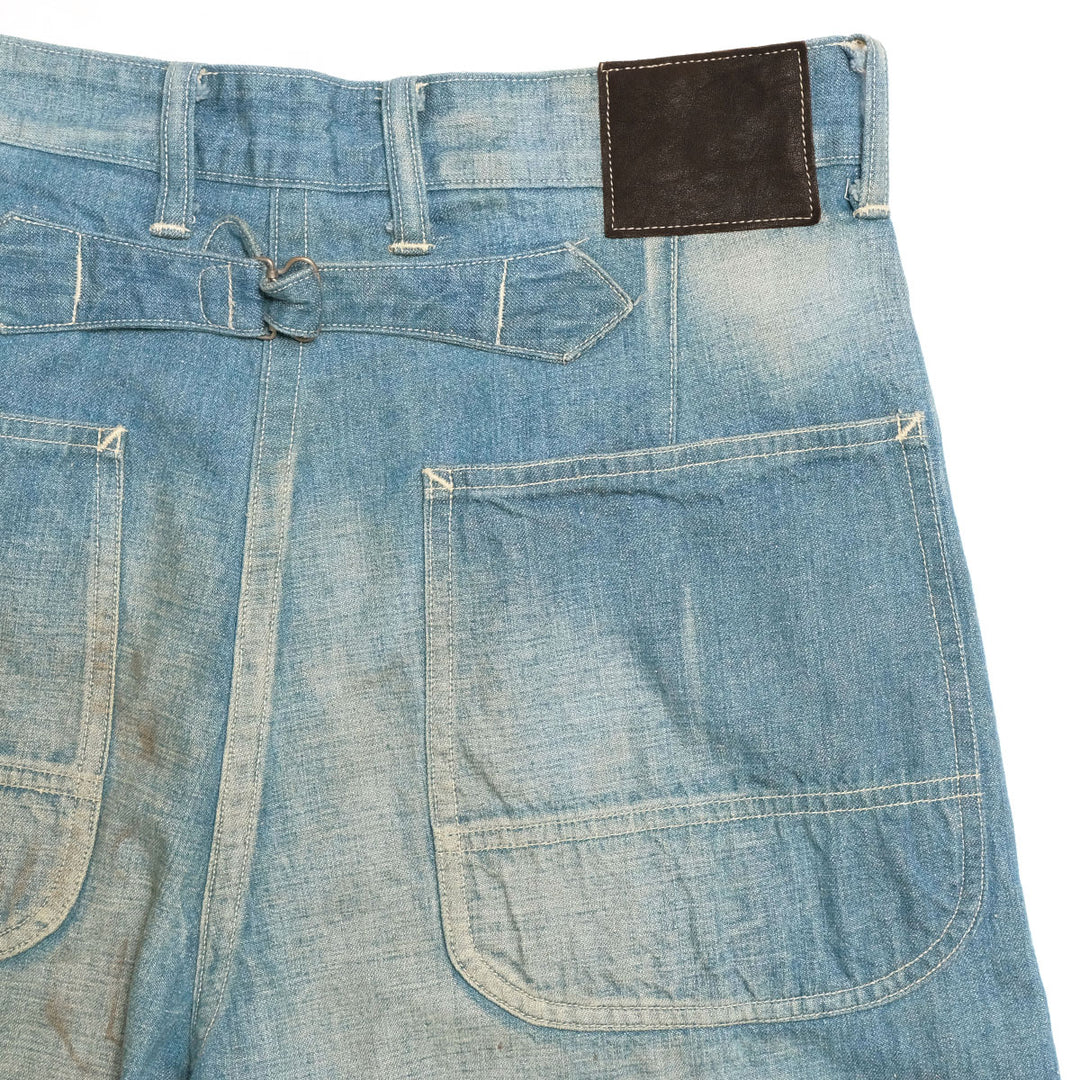 T.T - LOT.717 - PAINTER PANTS WITH BUCKLE - DAMAGED INDIGO - TTSS26717