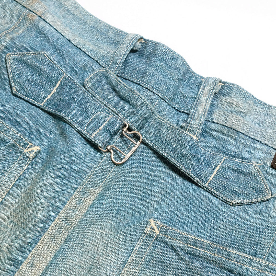 T.T - LOT.717 - PAINTER PANTS WITH BUCKLE - DAMAGED INDIGO - TTSS26717