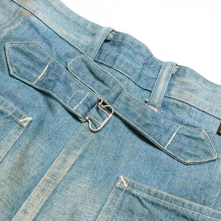 T.T - LOT.717 - PAINTER PANTS WITH BUCKLE - DAMAGED INDIGO - TTSS26717