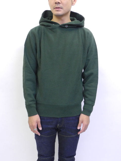 NOBLE MINE - REVERSE WEAVE PULLOVER HOODIE - GREEN