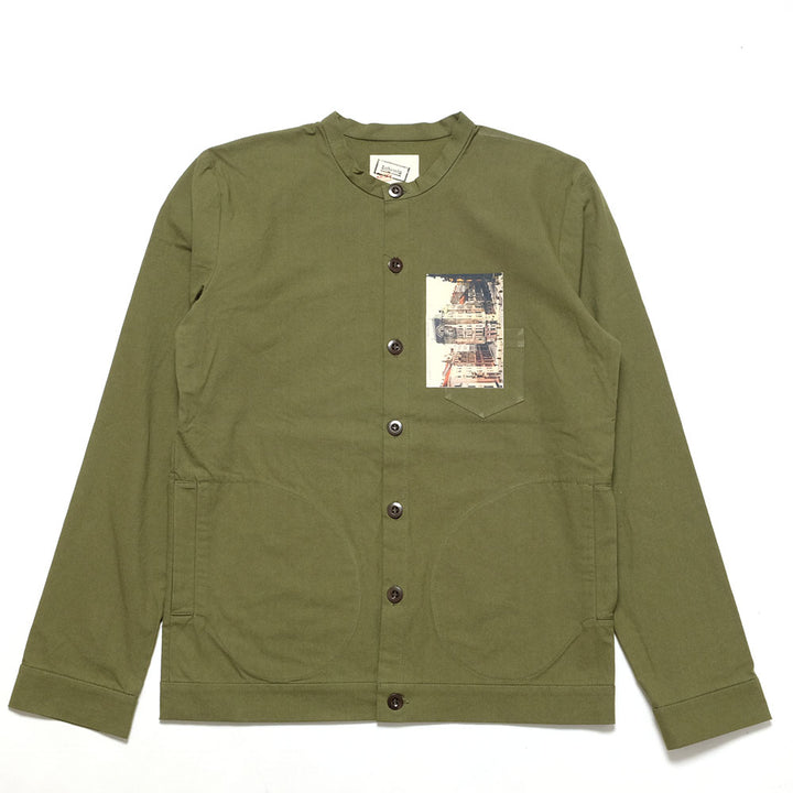 FRANK LEDER - BRUSHED COTTON BAND COLLAR JACKET