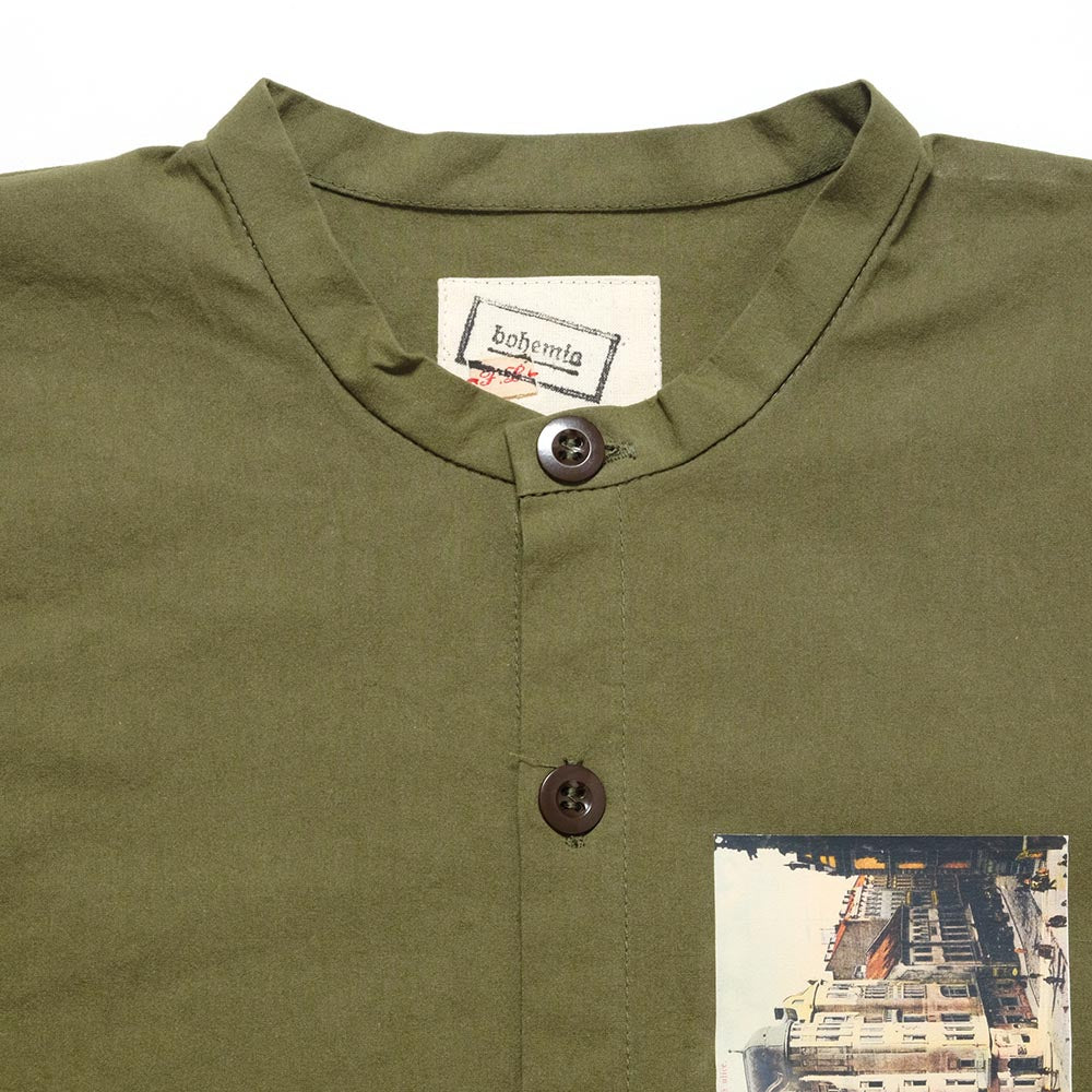 FRANK LEDER - BRUSHED COTTON BAND COLLAR JACKET