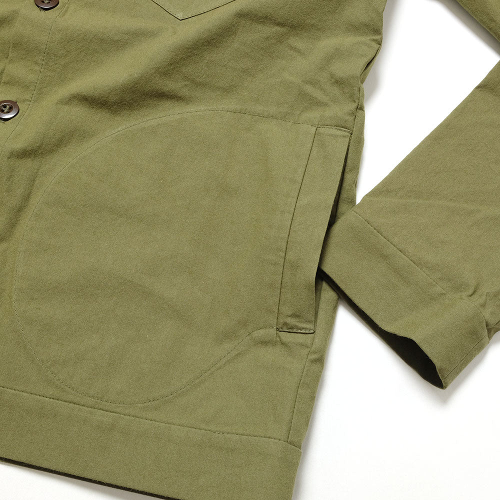 FRANK LEDER - BRUSHED COTTON BAND COLLAR JACKET