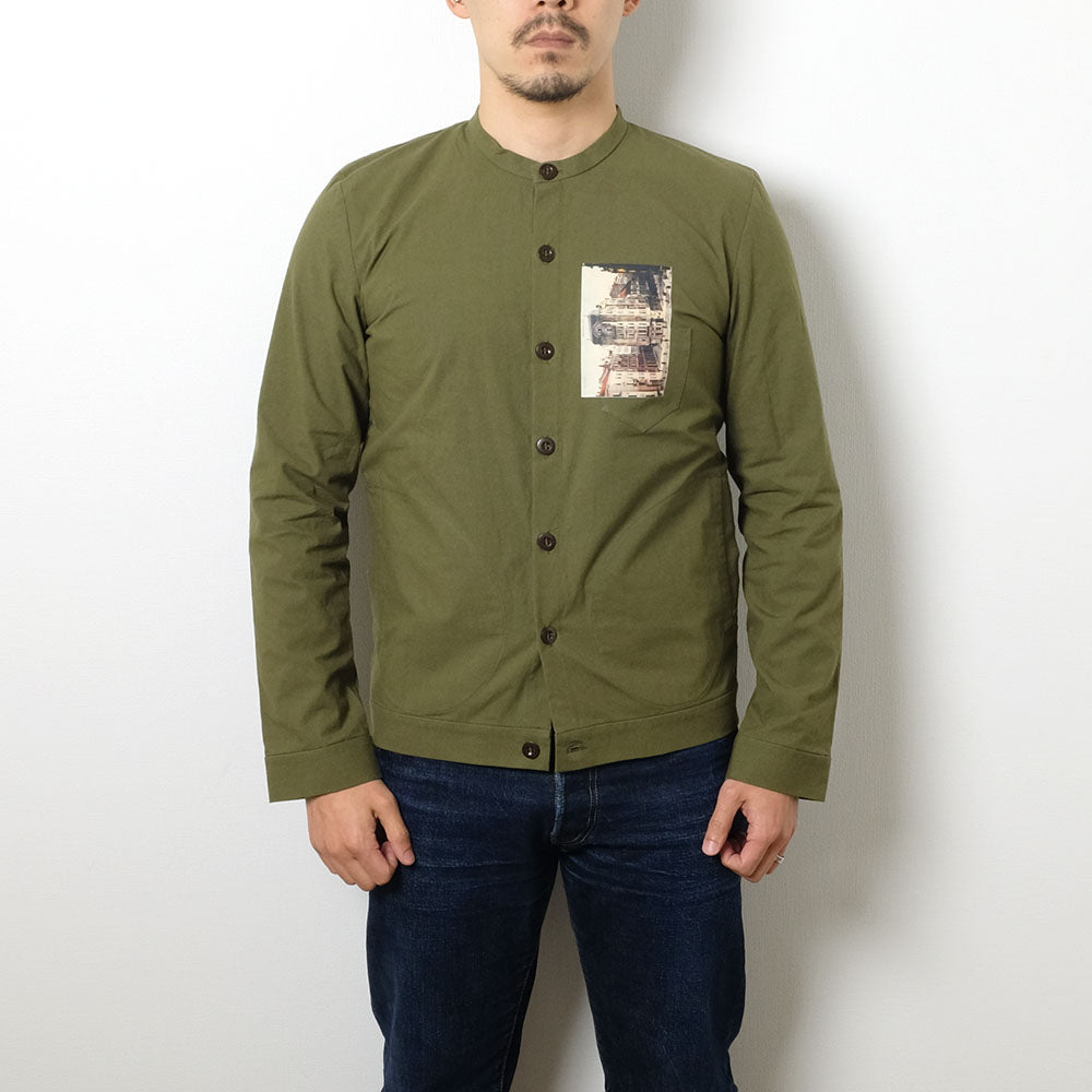 FRANK LEDER - BRUSHED COTTON BAND COLLAR JACKET