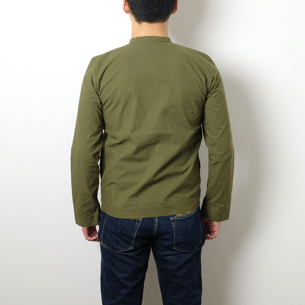 FRANK LEDER - BRUSHED COTTON BAND COLLAR JACKET