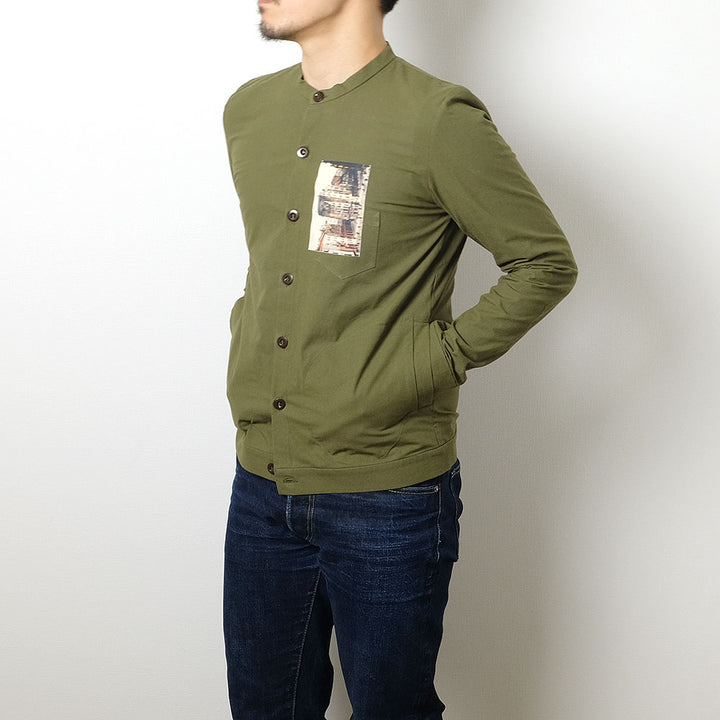 FRANK LEDER - BRUSHED COTTON BAND COLLAR JACKET