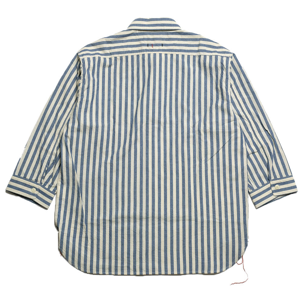 NOBLE MINE - 3/4 SLEEVE WORK SHIRT - Indigo Stripe - Indigo Check