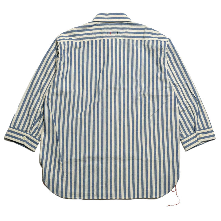 NOBLE MINE - 3/4 SLEEVE WORK SHIRT - Indigo Stripe - Indigo Check
