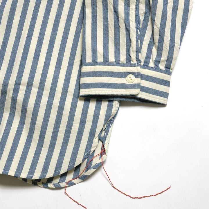 NOBLE MINE - 3/4 SLEEVE WORK SHIRT - Indigo Stripe - Indigo Check