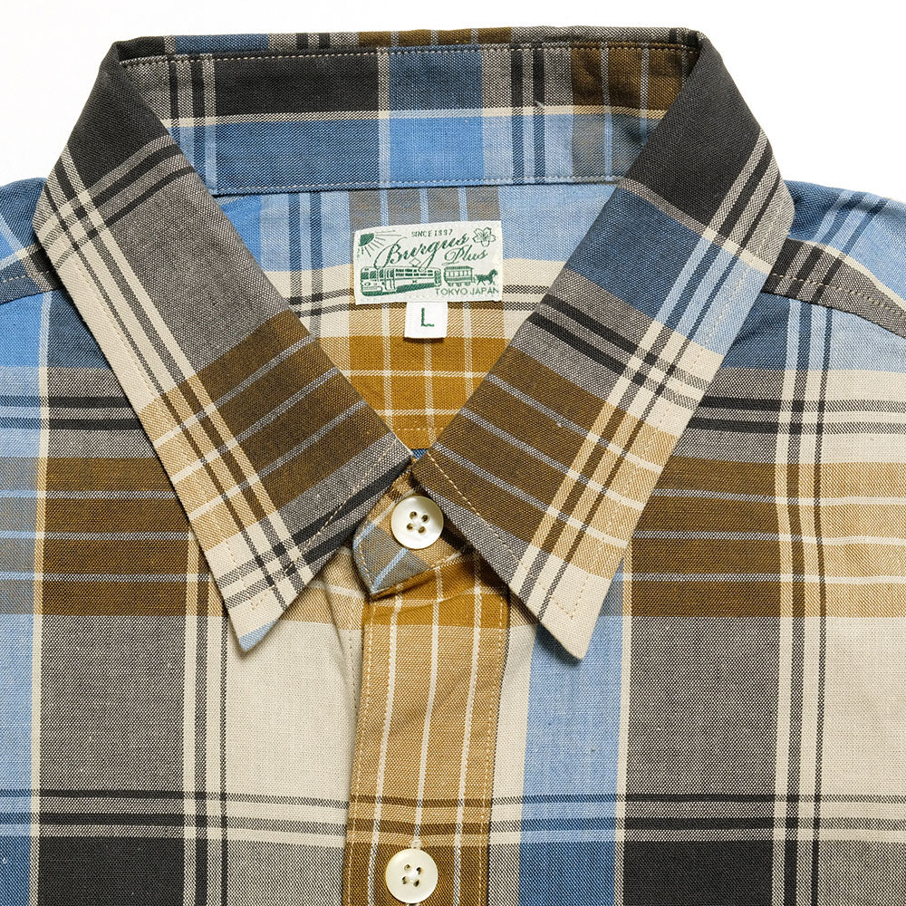 BURGUS PLUS - S/S Indigo Check Regular Shirt -