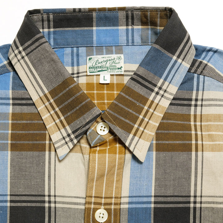 BURGUS PLUS - S/S Indigo Check Regular Shirt -