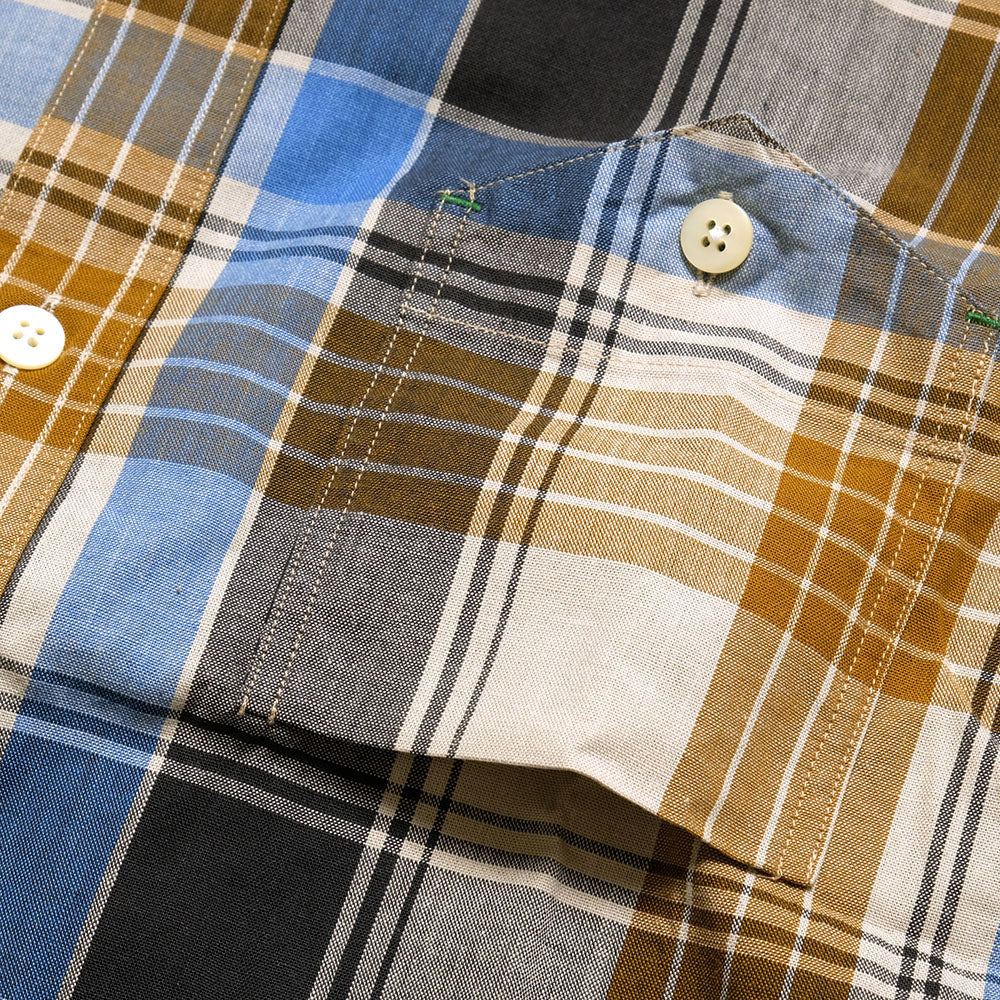 BURGUS PLUS - S/S Indigo Check Regular Shirt -