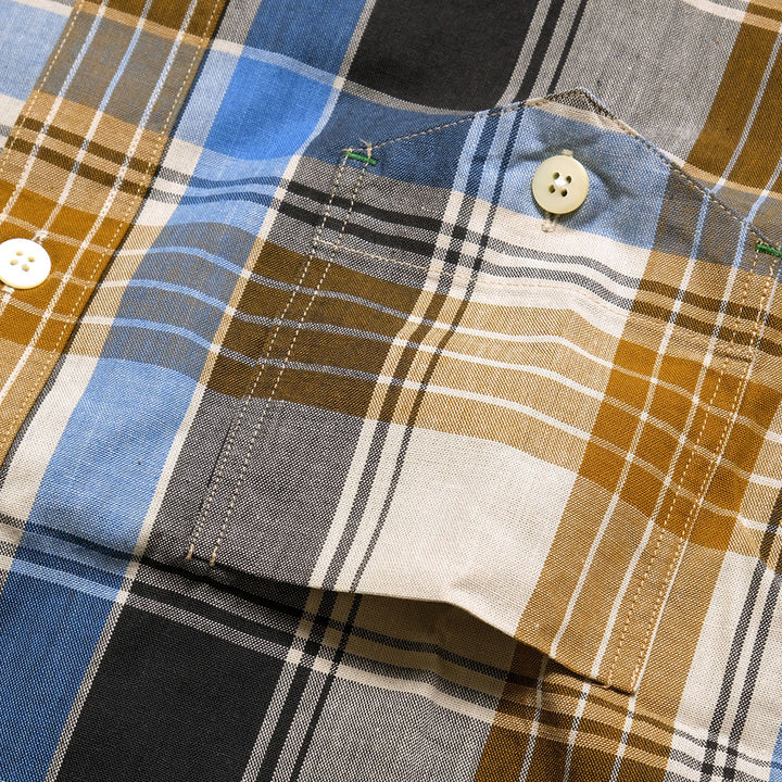 BURGUS PLUS - S/S Indigo Check Regular Shirt -