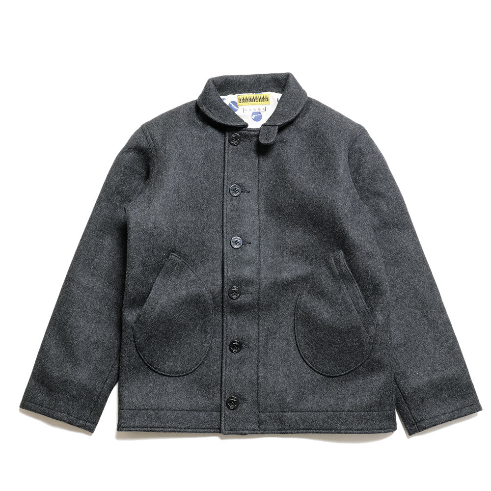 NOBLE MINE - WOOL MELTON DECK JACKET - NAVY - C.GRAY