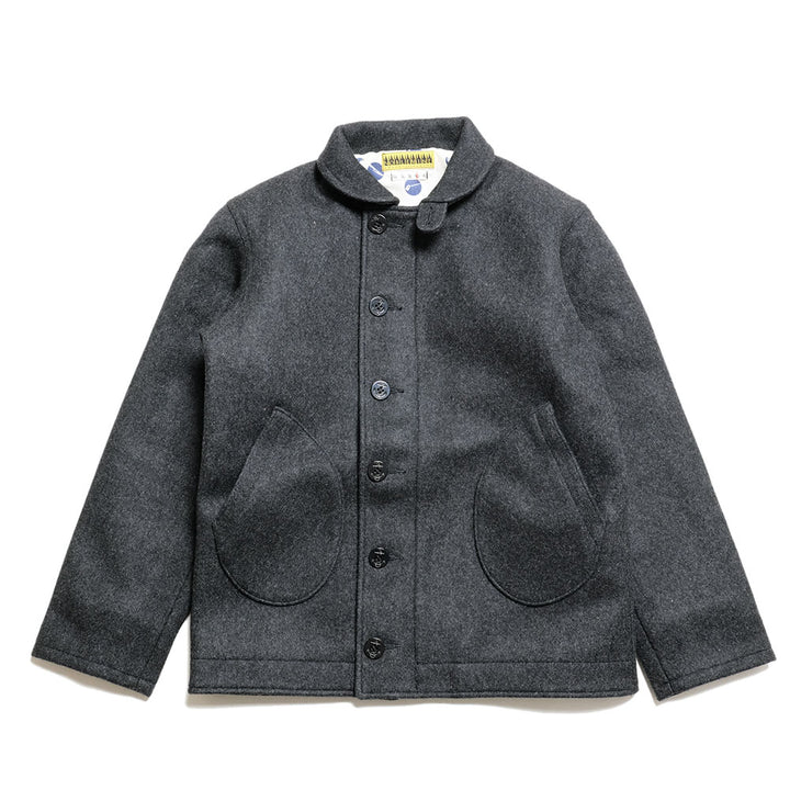 NOBLE MINE - WOOL MELTON DECK JACKET - NAVY - C.GRAY