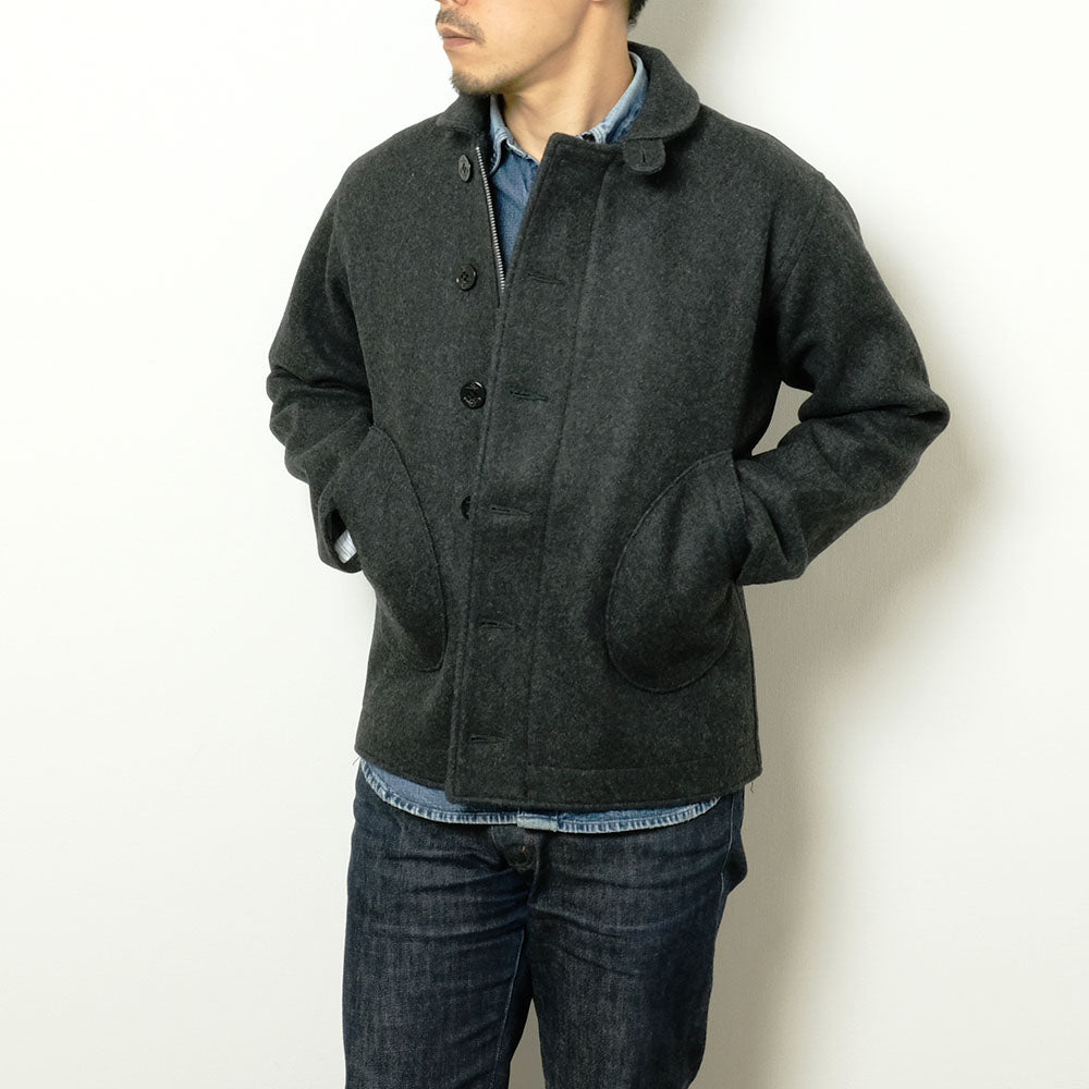 NOBLE MINE - WOOL MELTON DECK JACKET - NAVY - C.GRAY