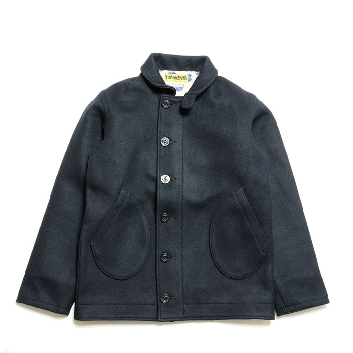 NOBLE MINE - WOOL MELTON DECK JACKET - NAVY - C.GRAY