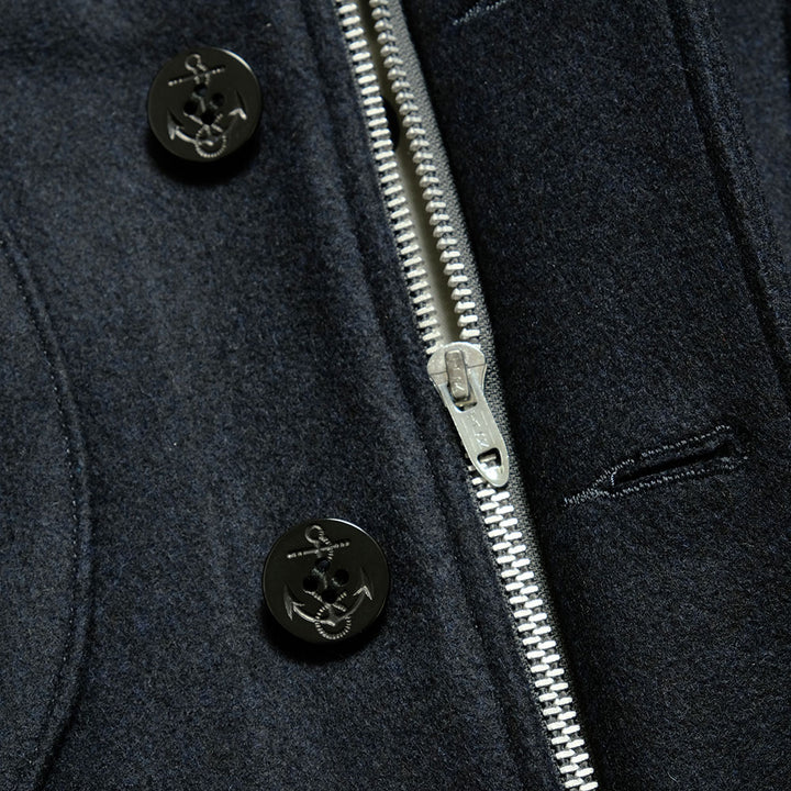 NOBLE MINE - WOOL MELTON DECK JACKET - NAVY - C.GRAY