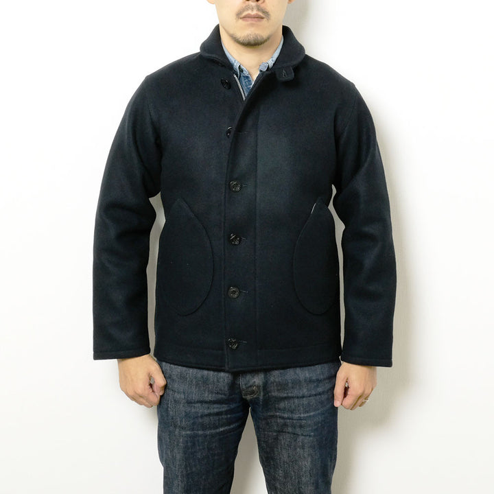 NOBLE MINE - WOOL MELTON DECK JACKET - NAVY - C.GRAY