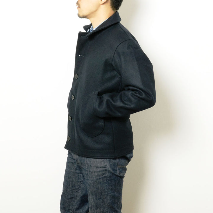 NOBLE MINE - WOOL MELTON DECK JACKET - NAVY - C.GRAY