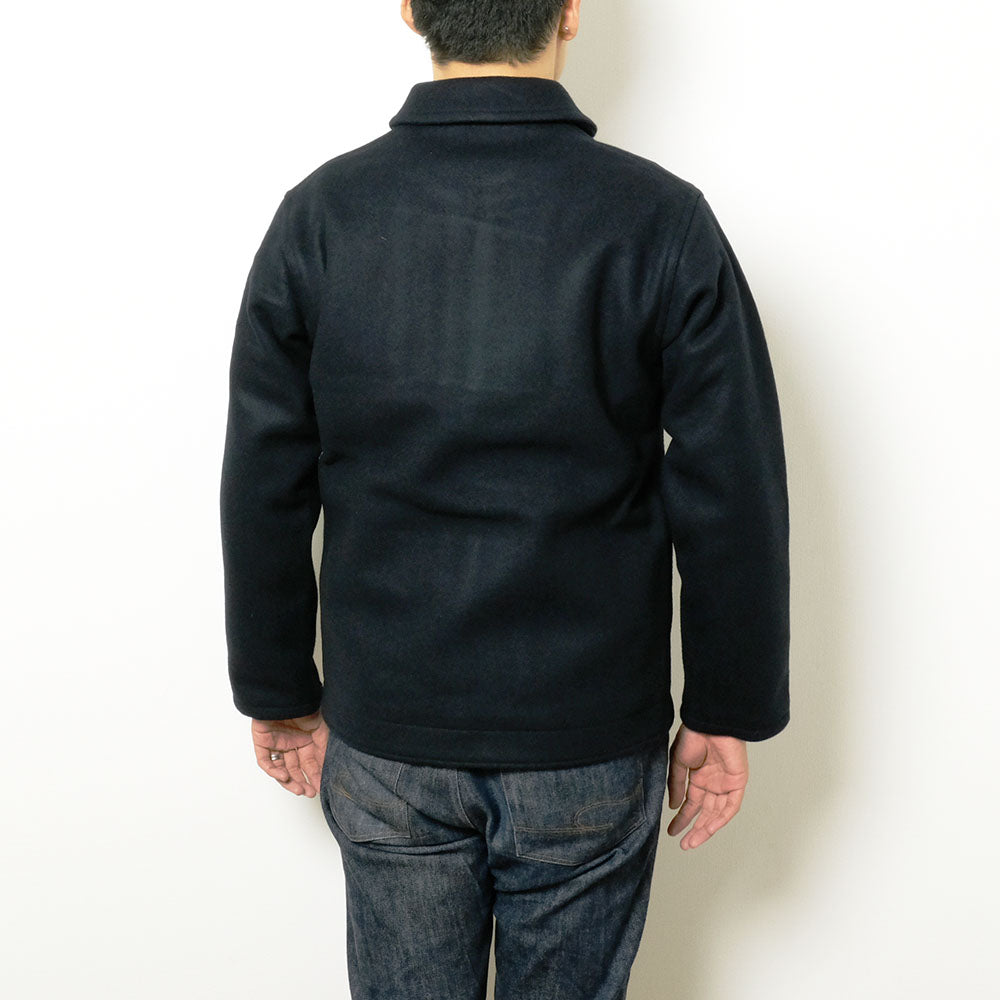 NOBLE MINE - WOOL MELTON DECK JACKET - NAVY - C.GRAY