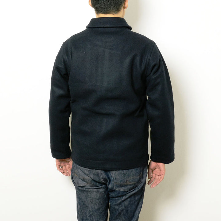 NOBLE MINE - WOOL MELTON DECK JACKET - NAVY - C.GRAY
