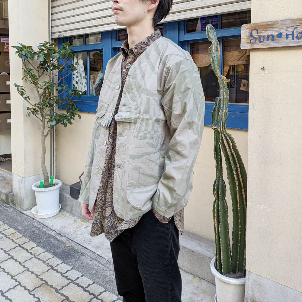 Engineered Garments - Cardigan Jacket - Leaf Print Cotton Poplin