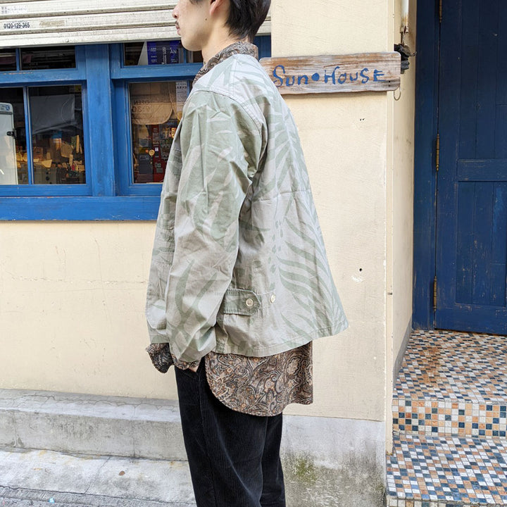 Engineered Garments - Cardigan Jacket - Leaf Print Cotton Poplin