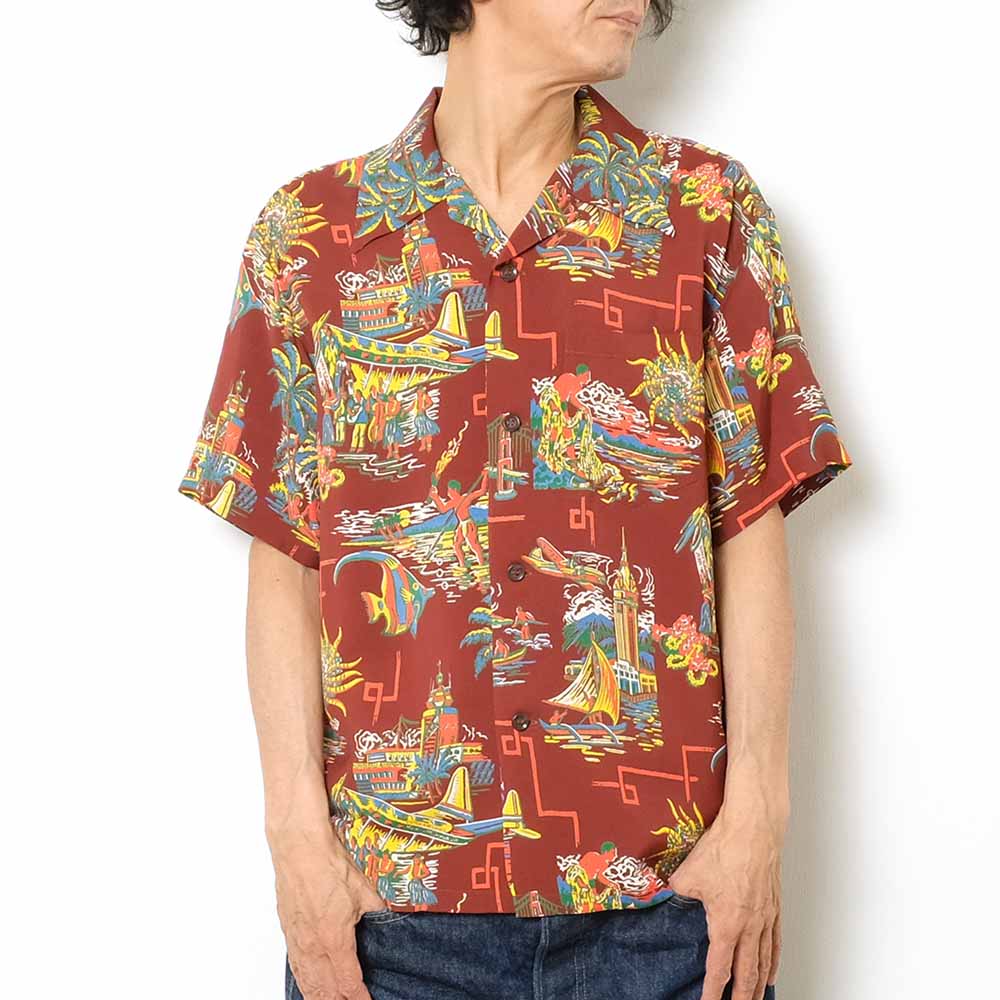 SUN SURF<br>S/S RAYON HAWAIIAN SHIRT<br>"UNITED AIRLINE"