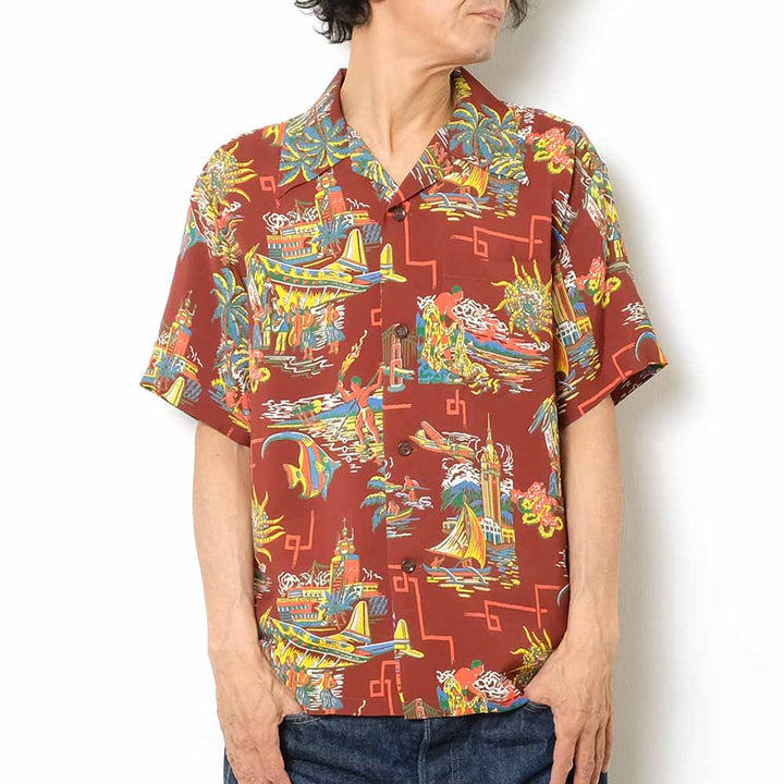 SUN SURF<br>S/S RAYON HAWAIIAN SHIRT<br>"UNITED AIRLINE"