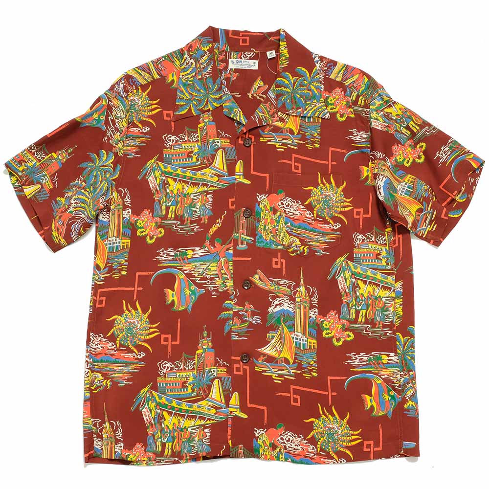 SUN SURF<br>S/S RAYON HAWAIIAN SHIRT<br>"UNITED AIRLINE"