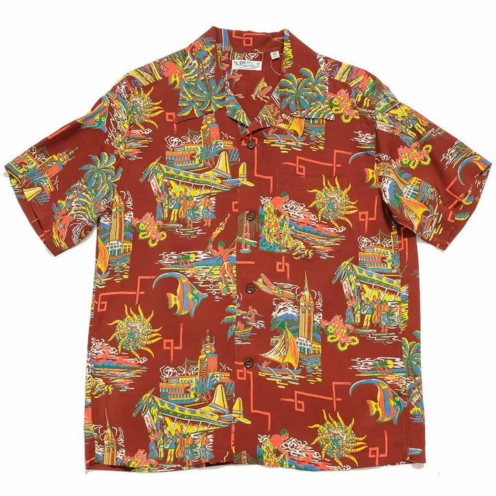 SUN SURF<br>S/S RAYON HAWAIIAN SHIRT<br>"UNITED AIRLINE"