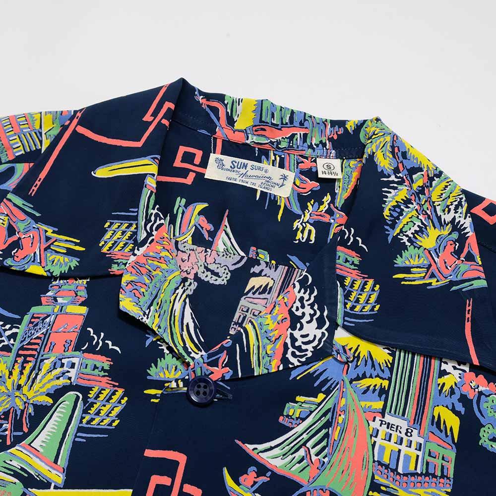SUN SURF<br>S/S RAYON HAWAIIAN SHIRT<br>"UNITED AIRLINE"