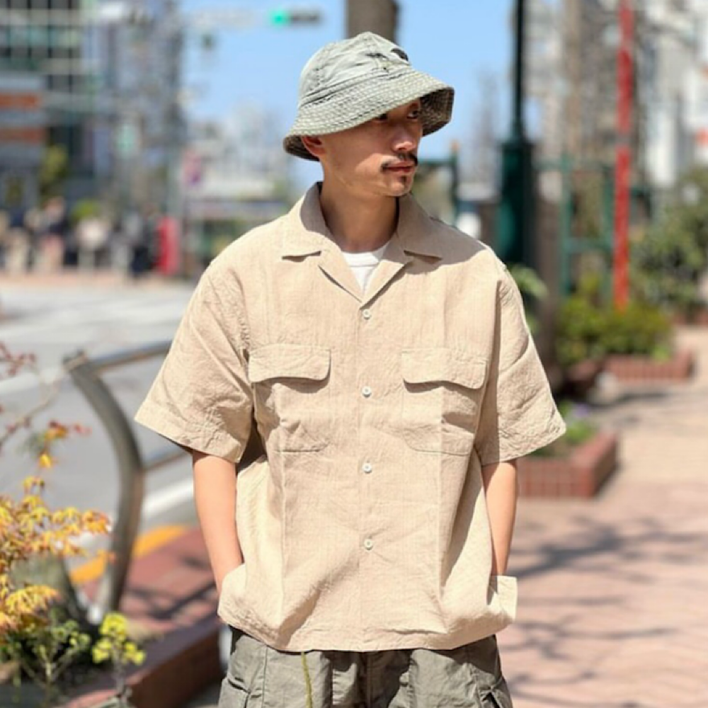KAPTAIN SUNSHINE - Linen Silk Open Collar Shirt - KS23SSH01