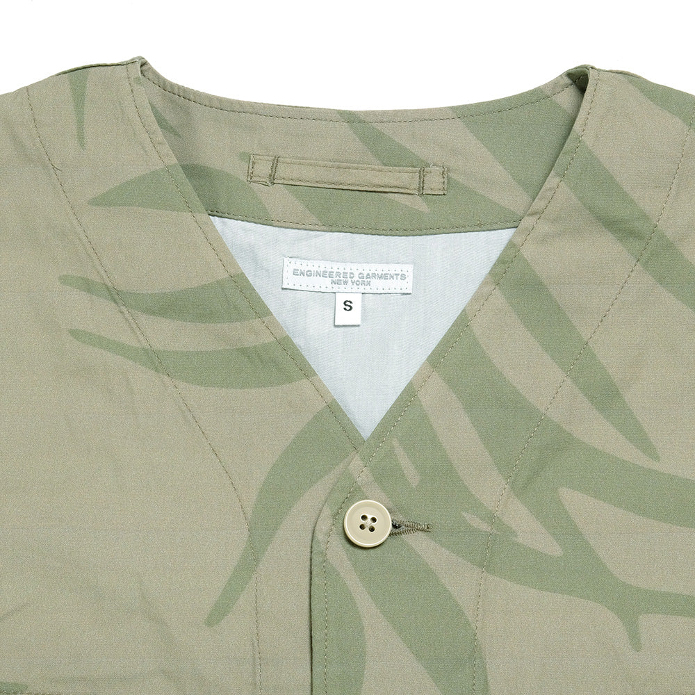 Engineered Garments - Cardigan Jacket - Leaf Print Cotton Poplin