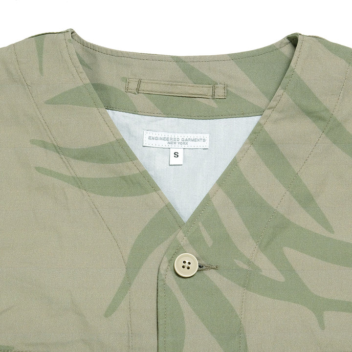 Engineered Garments - Cardigan Jacket - Leaf Print Cotton Poplin