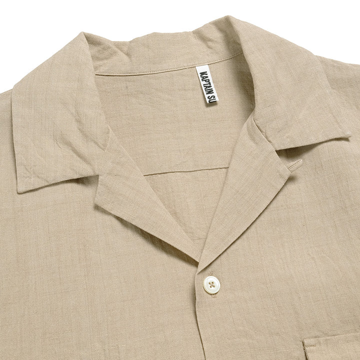 KAPTAIN SUNSHINE - Linen Silk Open Collar Shirt - KS23SSH01