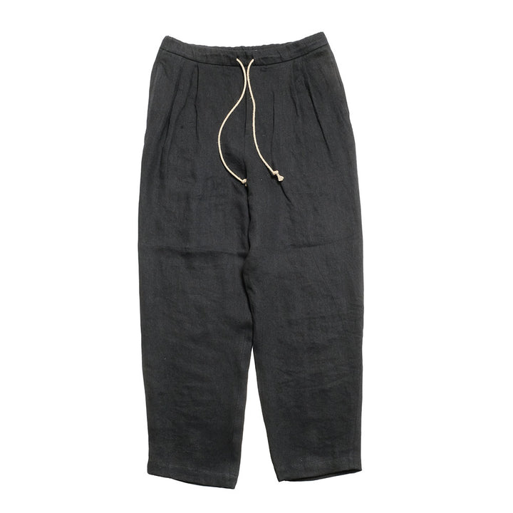 FRANK LEDER - WASHED LINEN DRAWSTRING 2TUCK TROUSERS - FL-0513011